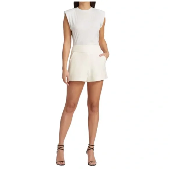 NWT Alice + Olivia Donald High Waist Shorts, Off White, Size 10
